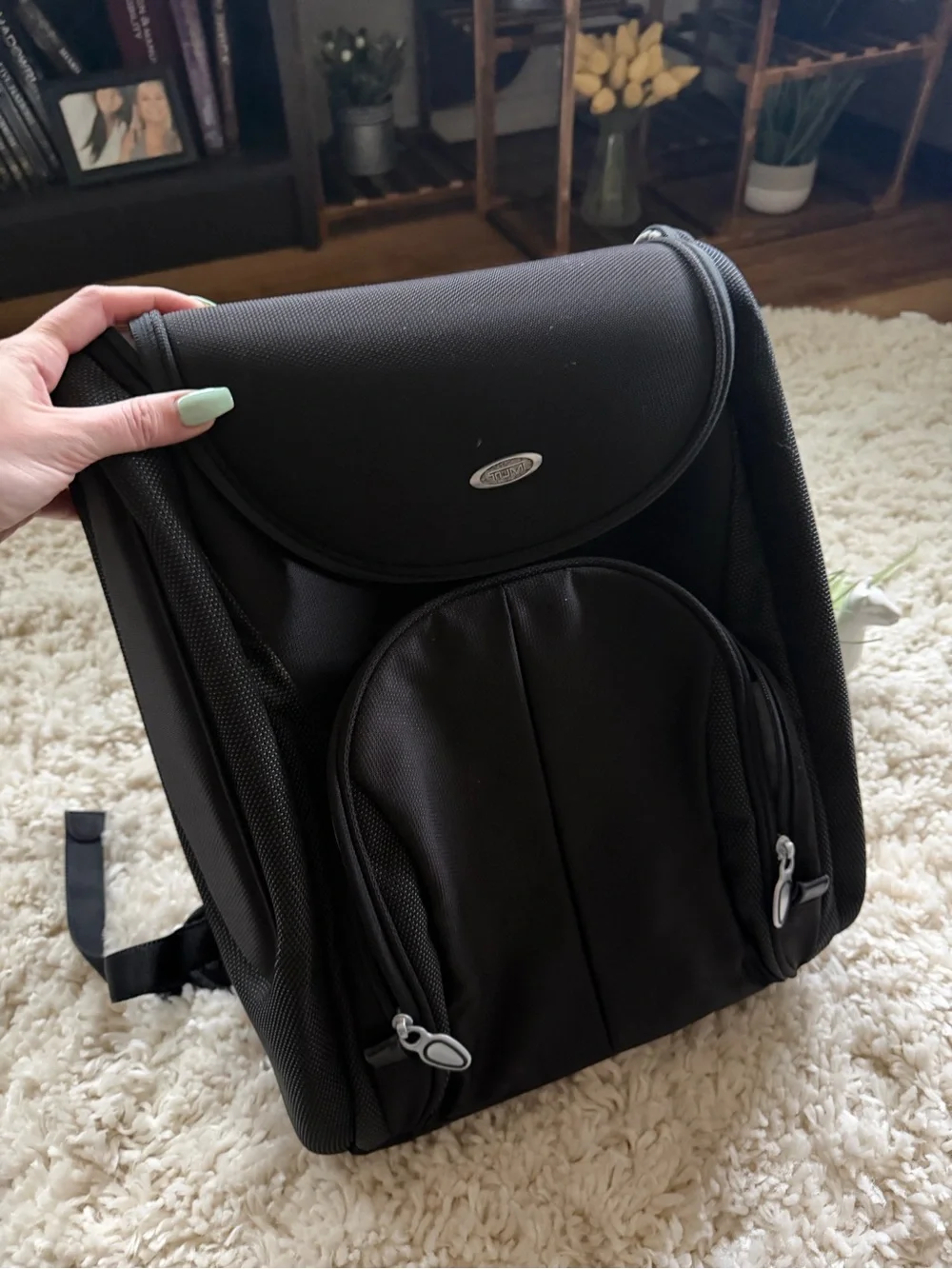 Tumi Black luxury, travel, high-end Backpack with Gray Interior and Card Slots